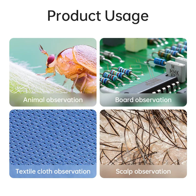 50X-1000X WiFi Digital Electronic Microscope Portable 200W Pixel Typc-C Charging LED Adjustable For Android IOS PC Magnifier