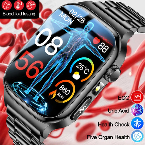 Upgraded Micro Physical Examination Smart Watches For Man Uric Acid Body Fat Five Organ Health Watches Bluetooth Call SmartWatch