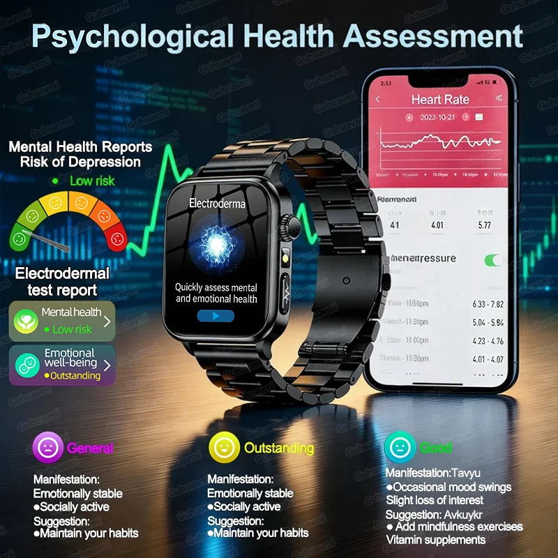 Upgraded Micro Physical Examination Smart Watches For Man Uric Acid Body Fat Five Organ Health Watches Bluetooth Call SmartWatch