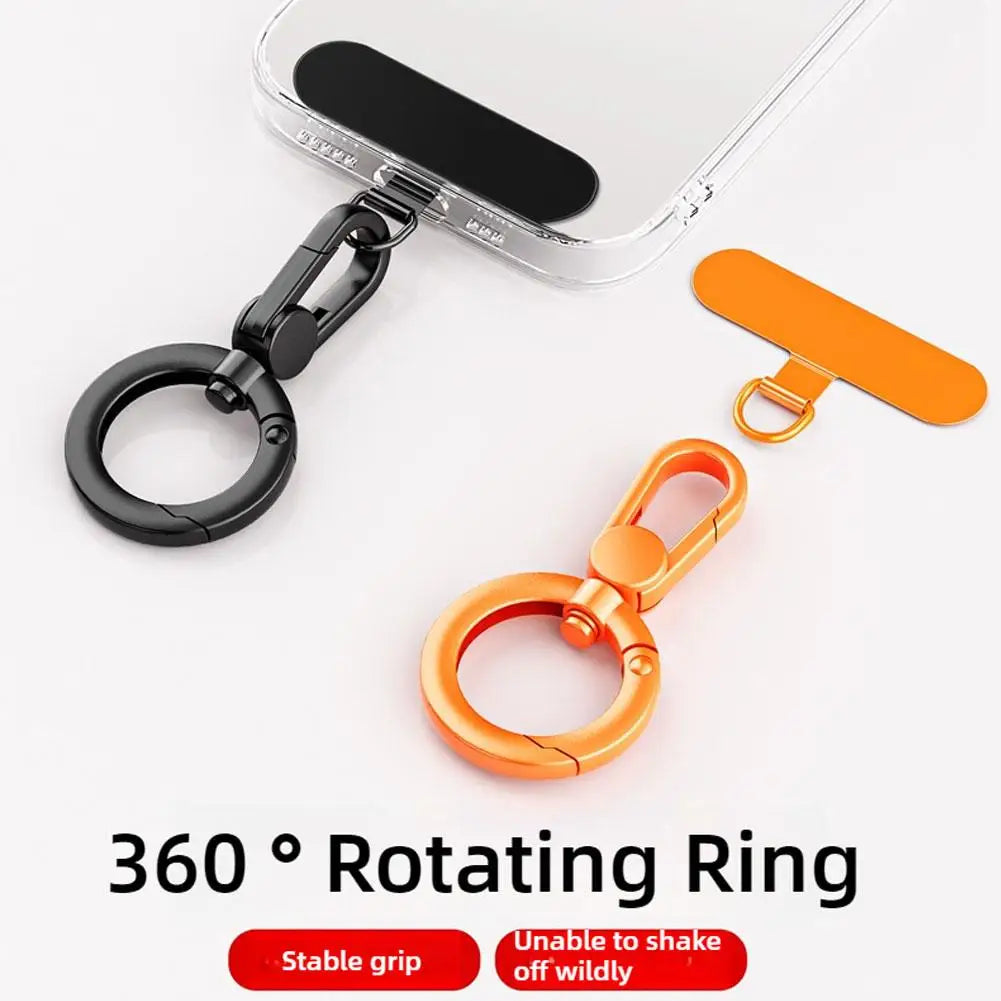 Metal Phone Lanyard Gasket Patch Rotatable Metal Buckle Hanging   Steel Clip Card Cord Tab Mobile Phone Accessories