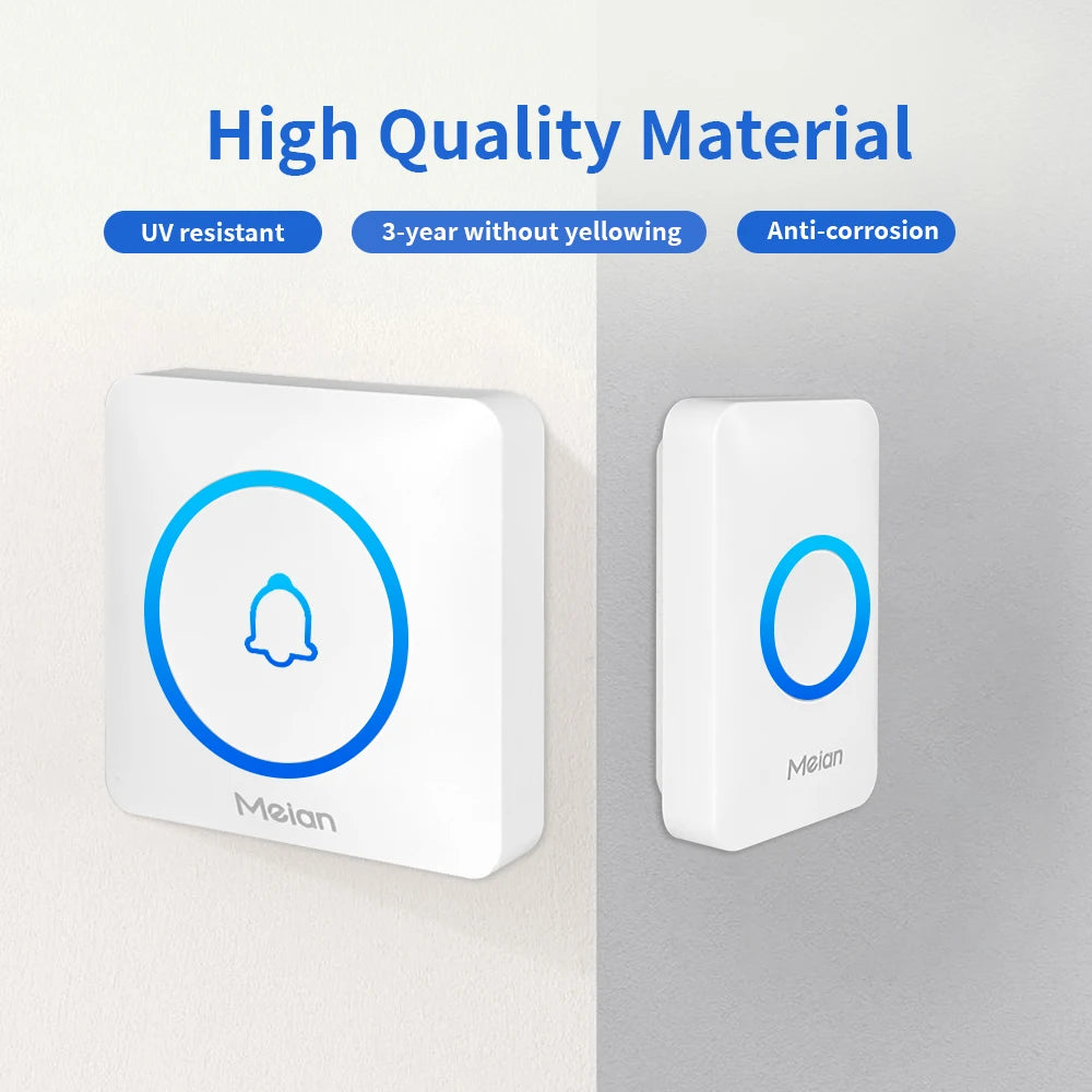 Meian-Smart Home Doorbell, Wireless Outdoor Doorbell, IP65 Waterproof Door Bell, 60 Songs, Smart Security Alarm, Door Bell Chime