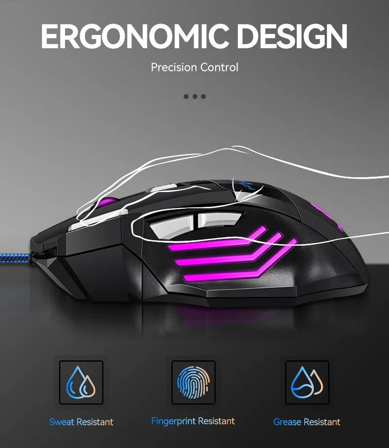 G6 USB Wired Gaming Mouse 7 Button 5500DPI Adjustable Optical Ergonomic E-sports Mice for Laptop PC Xiaomi HUAWEI Samsung Pad