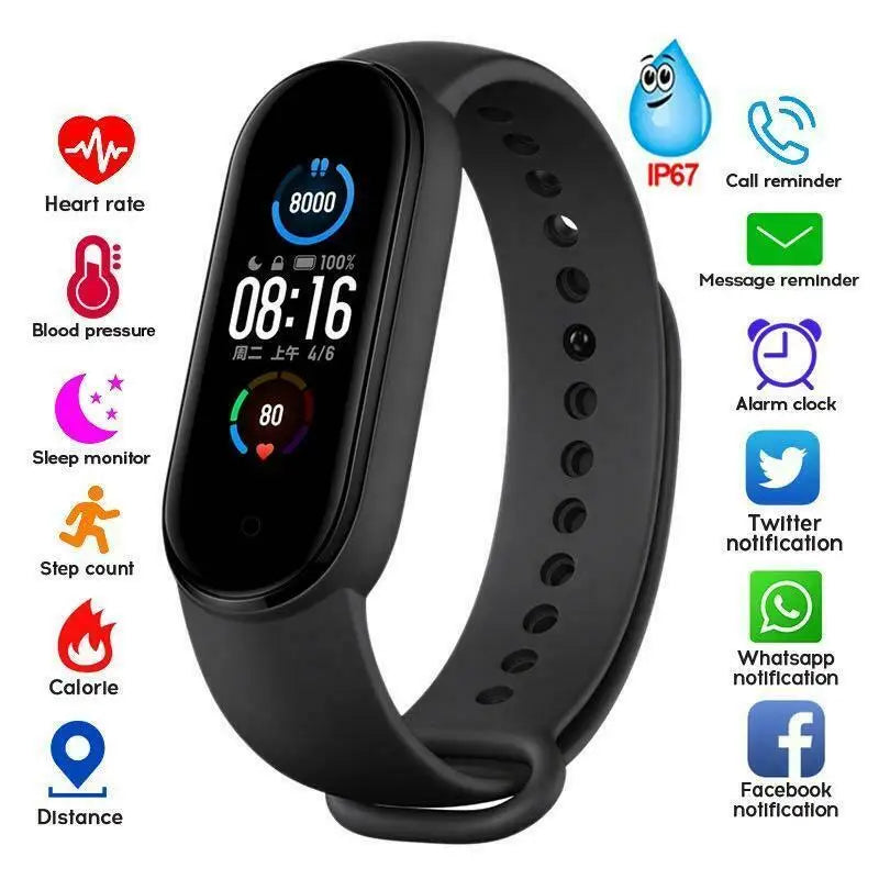 M5 Smart Band Waterproof Sport Smart Watch Men Woman Blood Pressure Heart Rate Monitor Fitness Bracelet For Android IOS