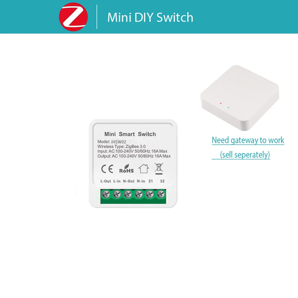 Zigbee 3.0 Mini Smart DIY Switch 2 Way 1/2Channel Control Smart Home Relay Automation Breaker Works With Tuya Alexa Google Home