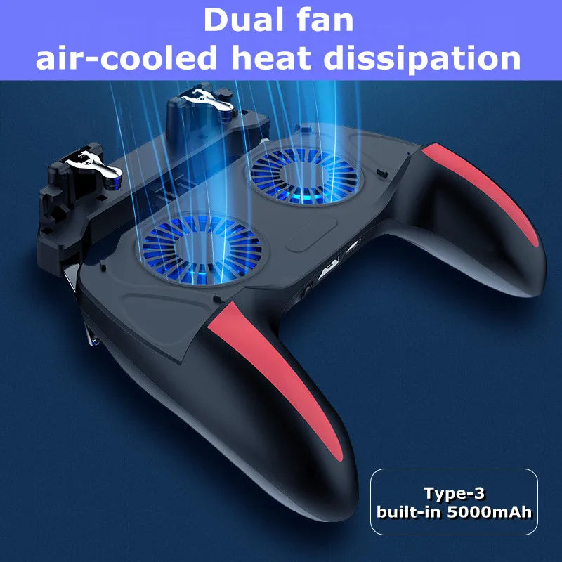 H10 4 Fingers Mobile Phone Game Handle with Radiator Aim Shooting Gamepad Joystick Controller for IOS Android Gaming Accessories
