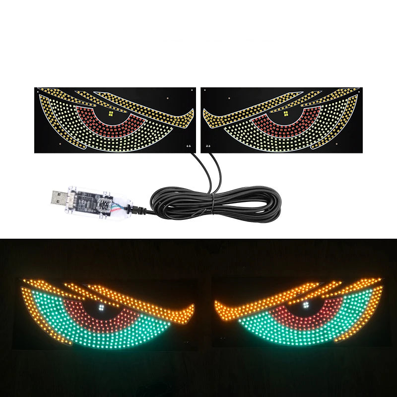 USB Dynamic Devil Eyes Light Car Windshield Dynamic LED Matrix Panel Screen Light for Car Truck Window Decor Lighting 11 Modes