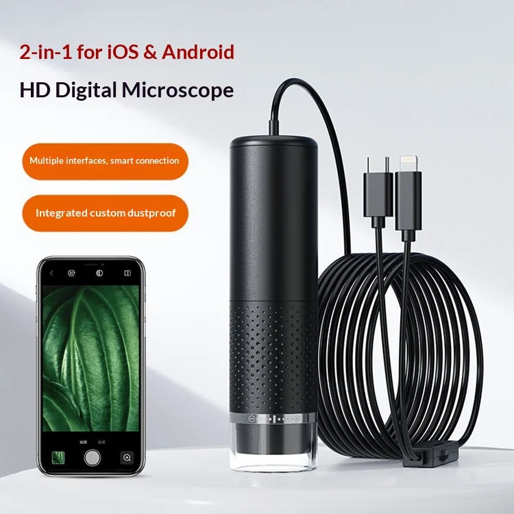 50X-1000X WiFi Digital Electronic Microscope Portable 200W Pixel Typc-C Charging LED Adjustable For Android IOS PC Magnifier