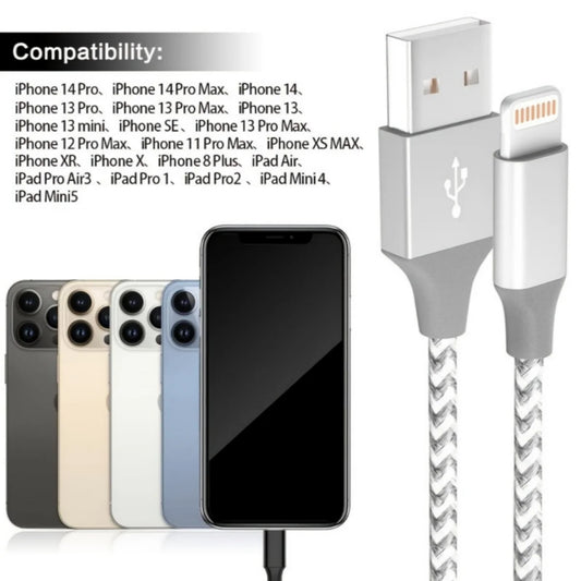 [MFi Certified]10FT USB-A to Lightning Fast Charging Cable Nylon Charger Cord For iPhone 14 13 12/pro/Max XR 8 7 6 SE iPadmini