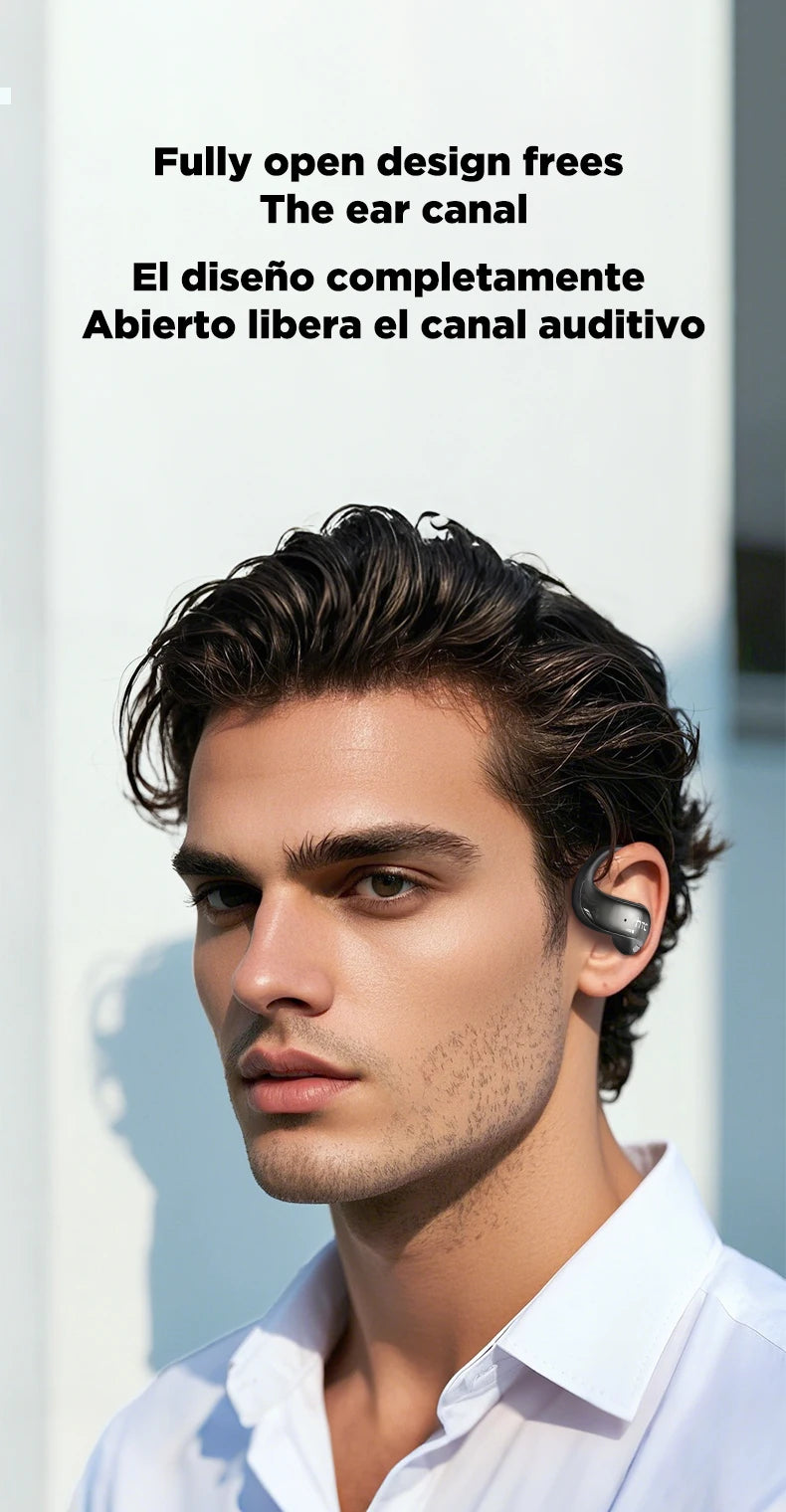 HTC NE19 Bluetooth Earphones AI OWS Sports Wireless Headphones with Mic Powerful Bass AI Translator Earbuds Waterproof Long Life