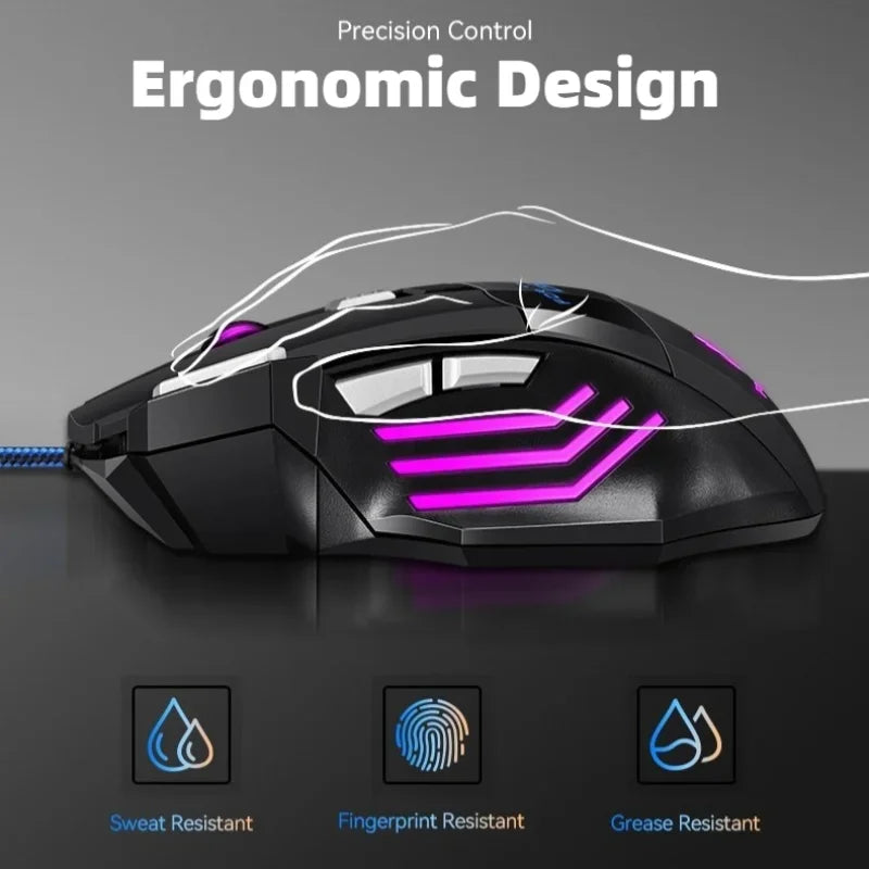 G6 USB Wired Gaming Mouse 7 Button 5500DPI Adjustable Optical Ergonomic E-sports Mice for Laptop PC Xiaomi HUAWEI Samsung Pad