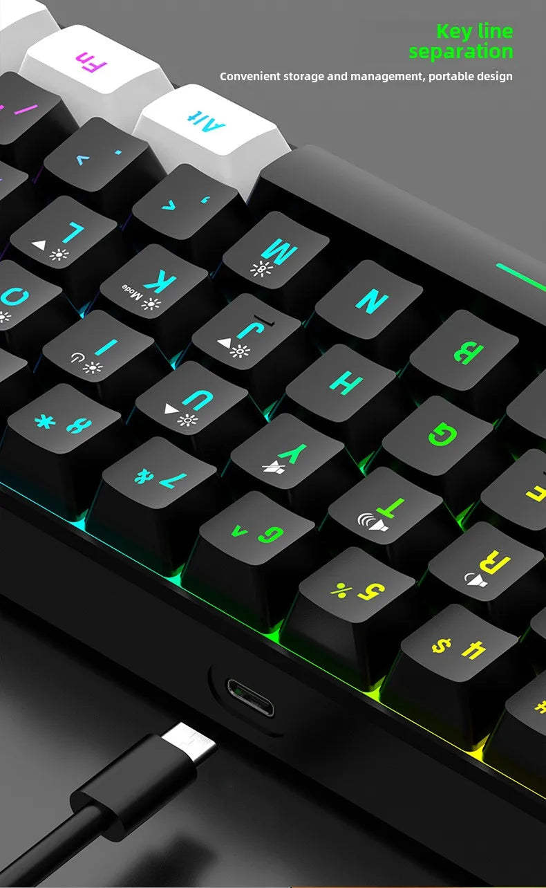 Keyboard and mouse sets 60% RGB gaming with keyboards mouse combo pc kit gamer backlit mini 61 keys computer wired set key board