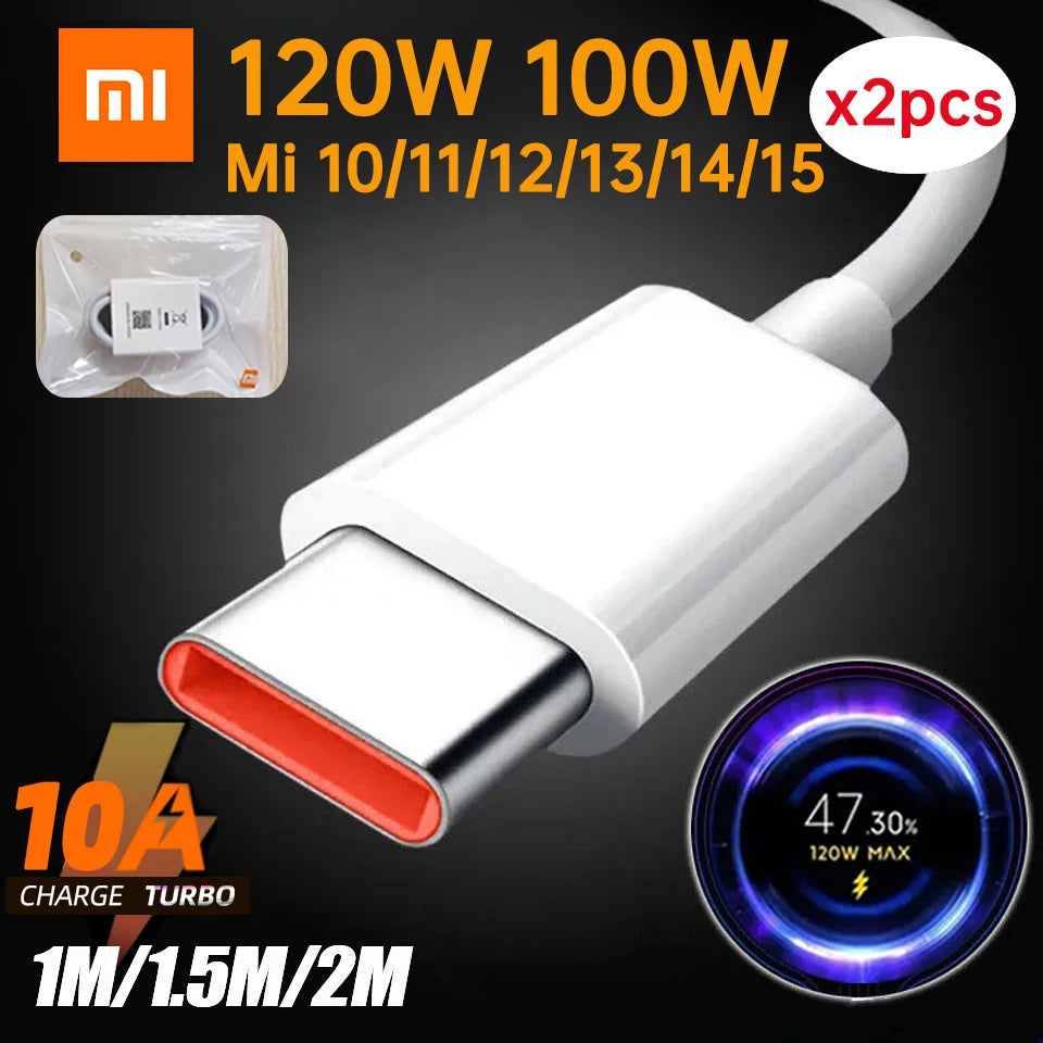 Xiaomi Original Usb Type C Cable 120W 100W 90W 67W Turbo Fast Charger Mi 17 15 14 13 12 T Pro 11 Ultra Poco X6 X7 Redmi Note 10