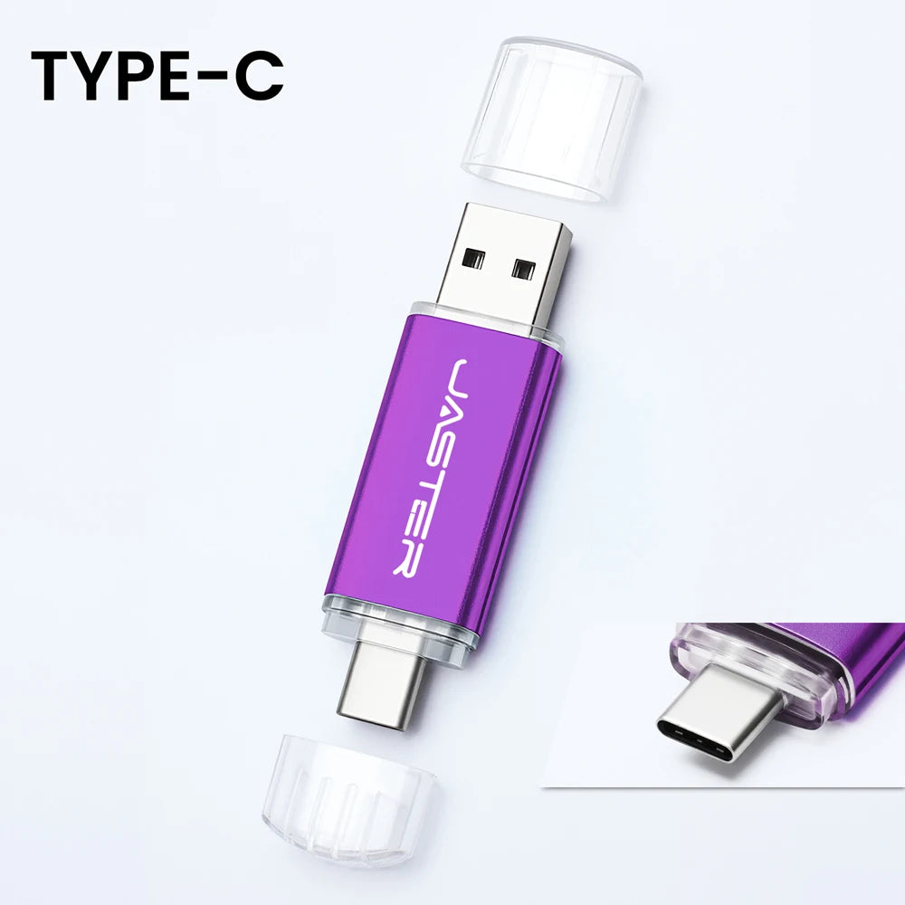 High speed TYPE C 2in1 USB flash drive 128GB 64GB 32GB metal Pen drive smart phone Car TV USB stick 4GB 8GB 16GB Creative gift