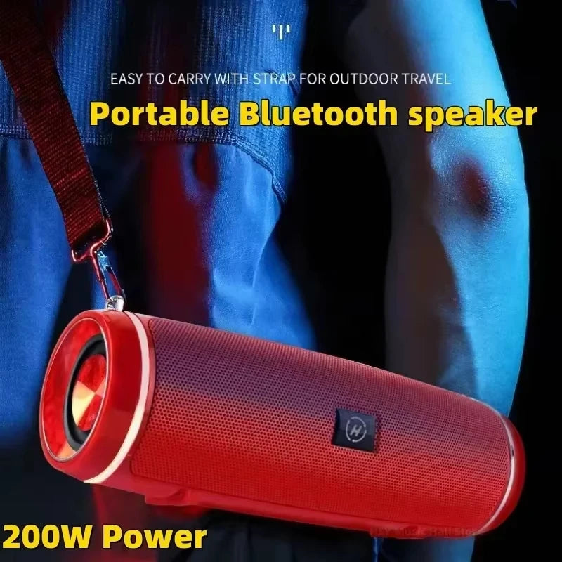 VIVO 200W Portable Bluetooth Speaker IPX7 Outdoor Waterproof HIFI Pillar Speaker Subwoofer Stereo Speaker FM Radio TF Boom Box