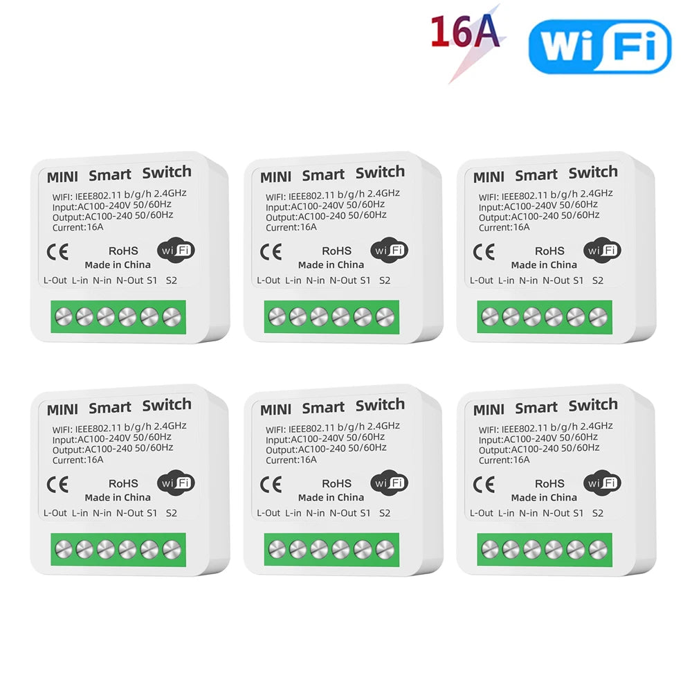 16A Tuya WiFi Smart Switch 2-way Control with Energy Monitor Switch Mini Smart Breaker Smart Life Control  Alexa Via Google Home
