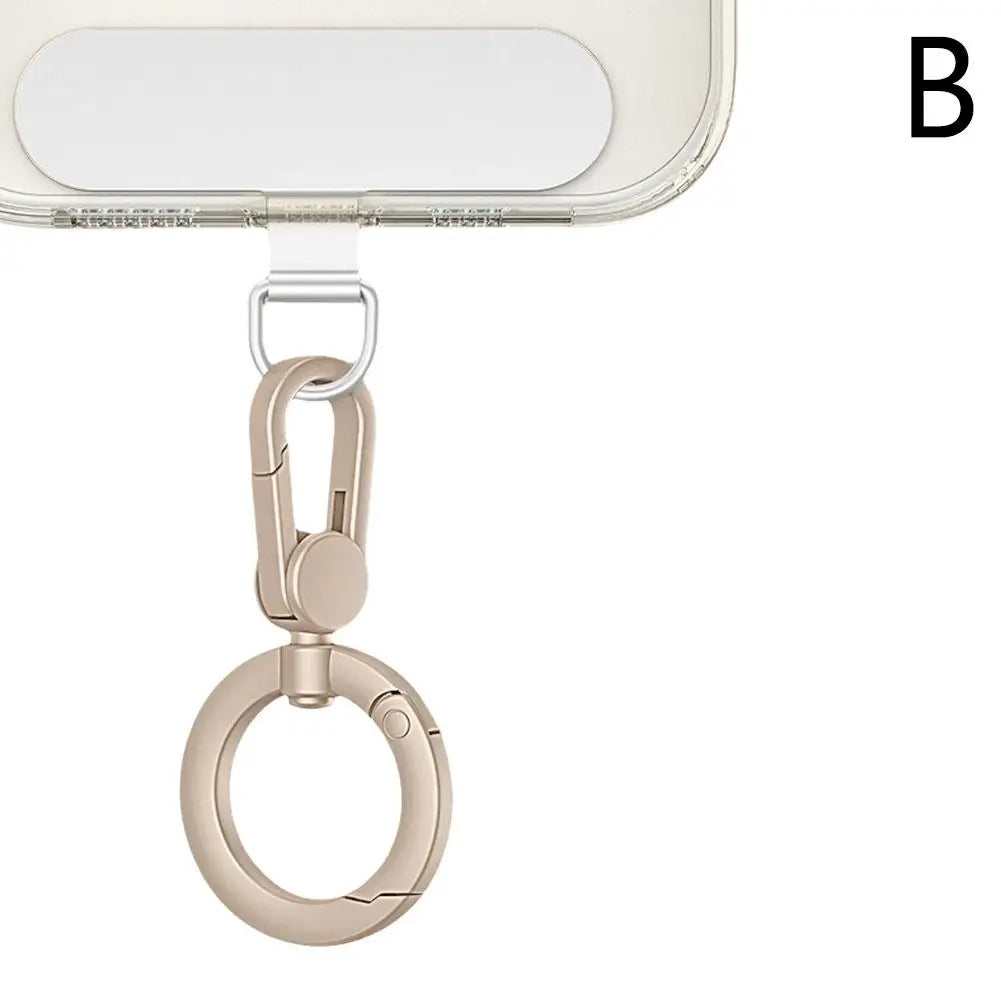 Metal Phone Lanyard Gasket Patch Rotatable Metal Buckle Hanging   Steel Clip Card Cord Tab Mobile Phone Accessories