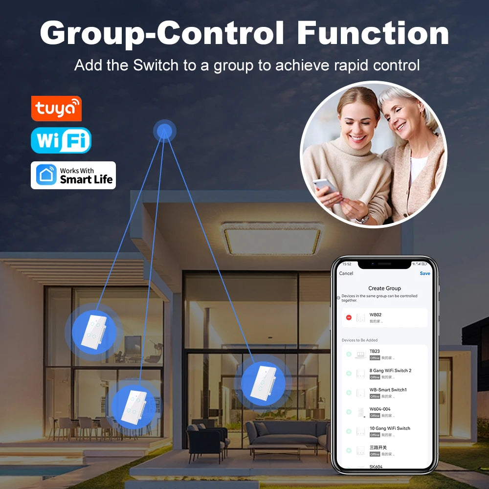 Smart Life Wifi+Bluetooth Touch Light Switch No Neutral Wire &Neutral Wire US Touch Panel Wall Switches Tuya Alexa Google Home