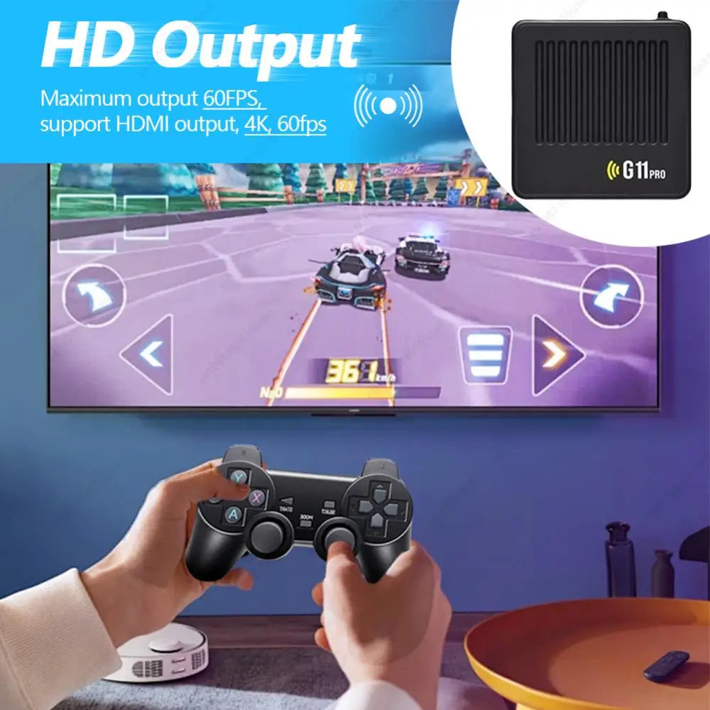 G11 Pro Retro Game Box Ultra Low Latency HD Video Game Console 4K HDMI-Compatible Output with 2.4G Wireless Dual Gamepad
