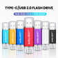 High speed TYPE C 2in1 USB flash drive 128GB 64GB 32GB metal Pen drive smart phone Car TV USB stick 4GB 8GB 16GB Creative gift