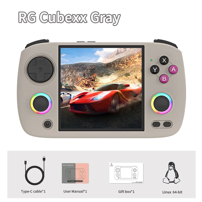 ANBERNIC RG CubeXX Handheld Game Console 3.95" IPS 720*720 Screen Linux WIFI Bluetooth HD-Connection Retro Video Gaming Console