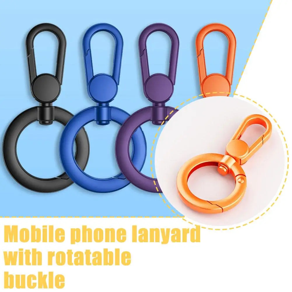 Metal Phone Lanyard Gasket Patch Rotatable Metal Buckle Hanging   Steel Clip Card Cord Tab Mobile Phone Accessories