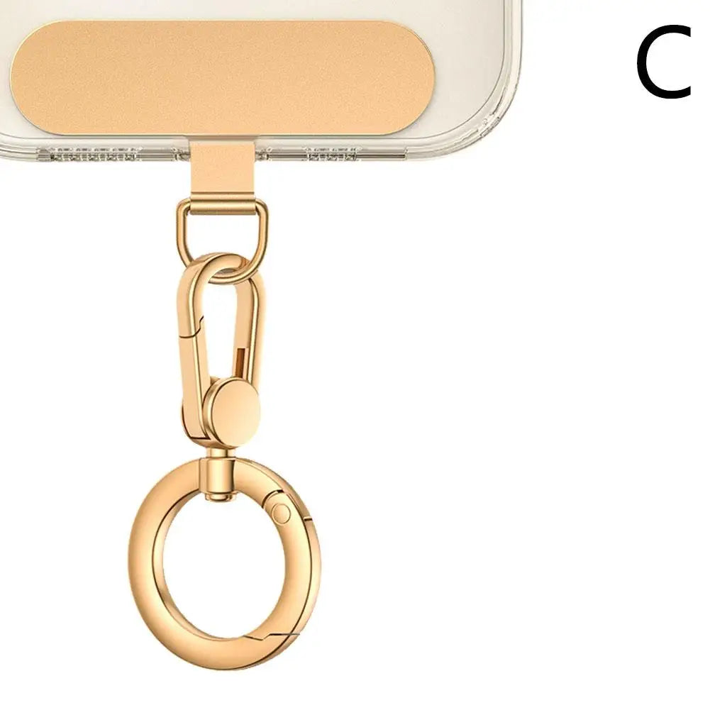 Metal Phone Lanyard Gasket Patch Rotatable Metal Buckle Hanging   Steel Clip Card Cord Tab Mobile Phone Accessories