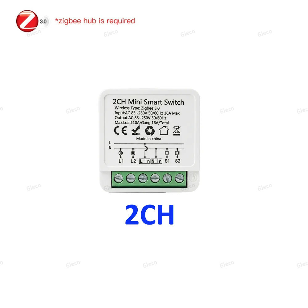 Zigbee 3.0 Mini Smart DIY Switch 2 Way 1/2Channel Control Smart Home Relay Automation Breaker Works With Tuya Alexa Google Home