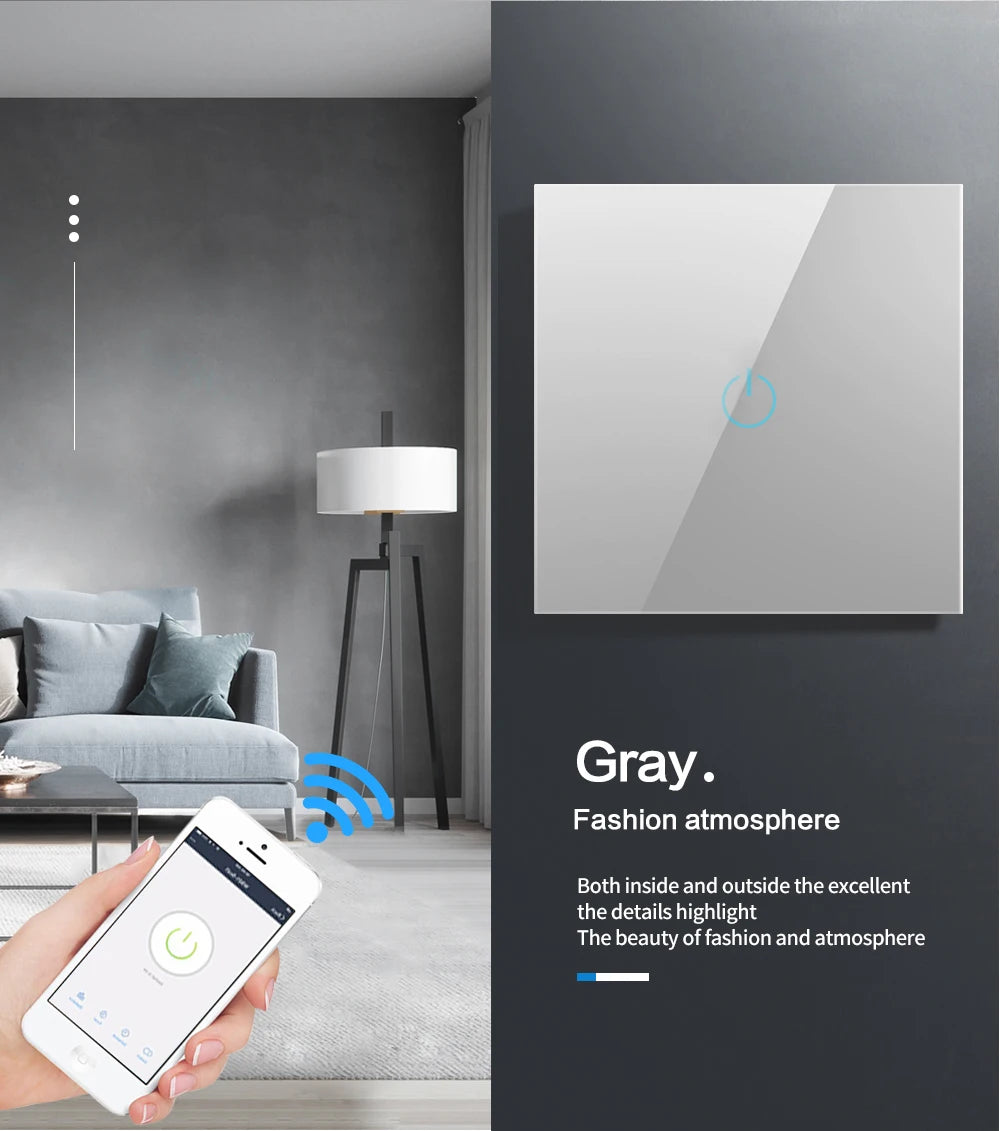 BONDA Smart Switch Alexa RF433 No Neutral Tuya Control Works With Google 1/2/3 Gang Smart Life Home Light WiFi Touch Switches 86