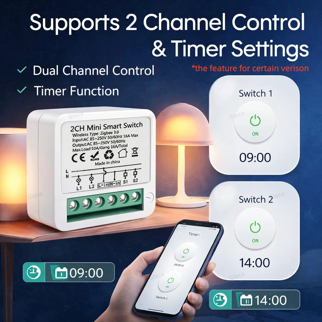 Zigbee 3.0 Mini Smart DIY Switch 2 Way 1/2Channel Control Smart Home Relay Automation Breaker Works With Tuya Alexa Google Home