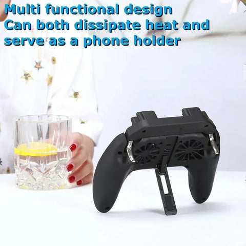 H10 4 Fingers Mobile Phone Game Handle with Radiator Aim Shooting Gamepad Joystick Controller for IOS Android Gaming Accessories