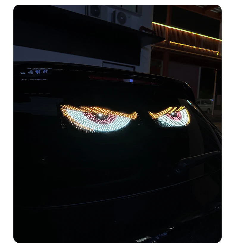 USB Dynamic Devil Eyes Light Car Windshield Dynamic LED Matrix Panel Screen Light for Car Truck Window Decor Lighting 11 Modes