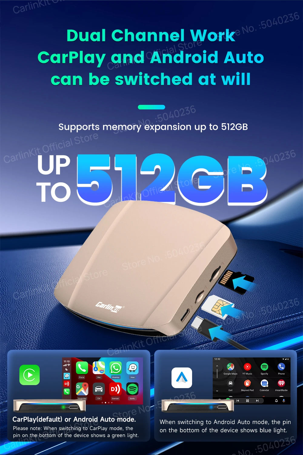 CarlinKit 8G+256G /128G Android 15 Ultra CarPlay TV Box For Netflix IPTV GPS Wireless CarPlay &Android Auto Smart Car Video Box