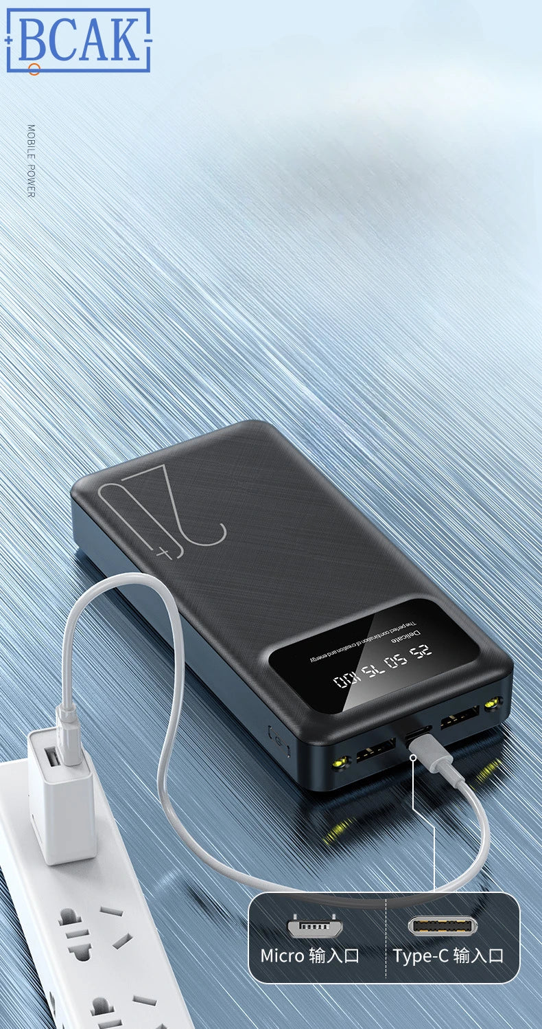 New Style BCAK power bank 20000mAh self-contained cable fast charging mini mobile phone gift mobile power supply