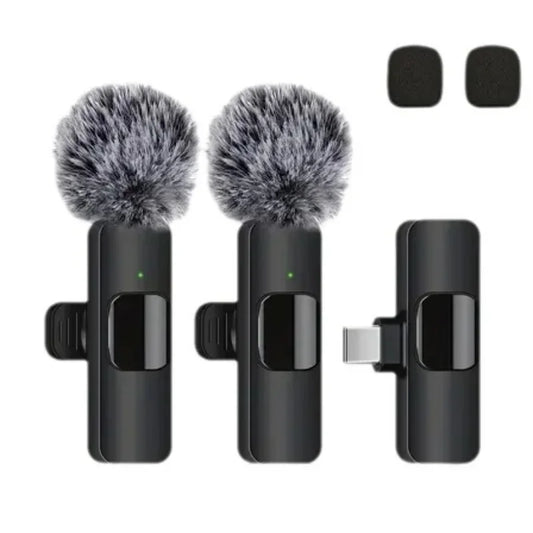 Lavalier Microphone 2.4G Wireless Portable Audio Video Recording Mini Mic for iPhone Android Live Broadcast Gaming Phone