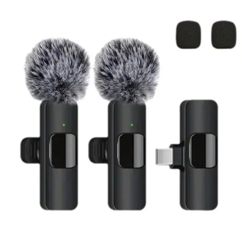 Lavalier Microphone 2.4G Wireless Portable Audio Video Recording Mini Mic for iPhone Android Live Broadcast Gaming Phone