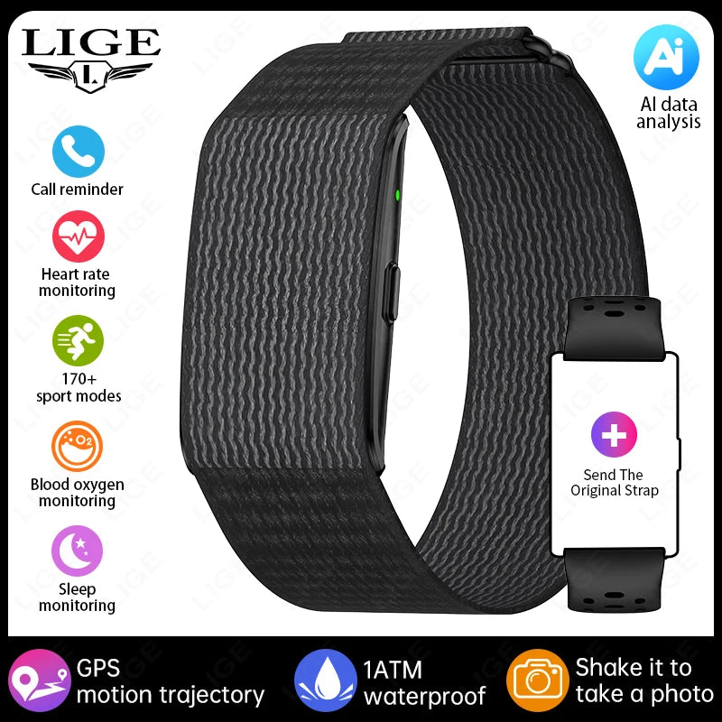LIGE New GPS Sports Smart Bracelet Men AI Healthy Blood Pressure Fitness Tracker Pedometer Call Reminder Smartwatch Band Women
