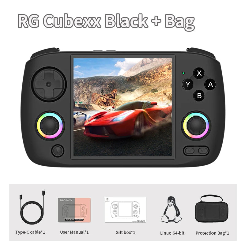 ANBERNIC RG CubeXX Handheld Game Console 3.95" IPS 720*720 Screen Linux WIFI Bluetooth HD-Connection Retro Video Gaming Console