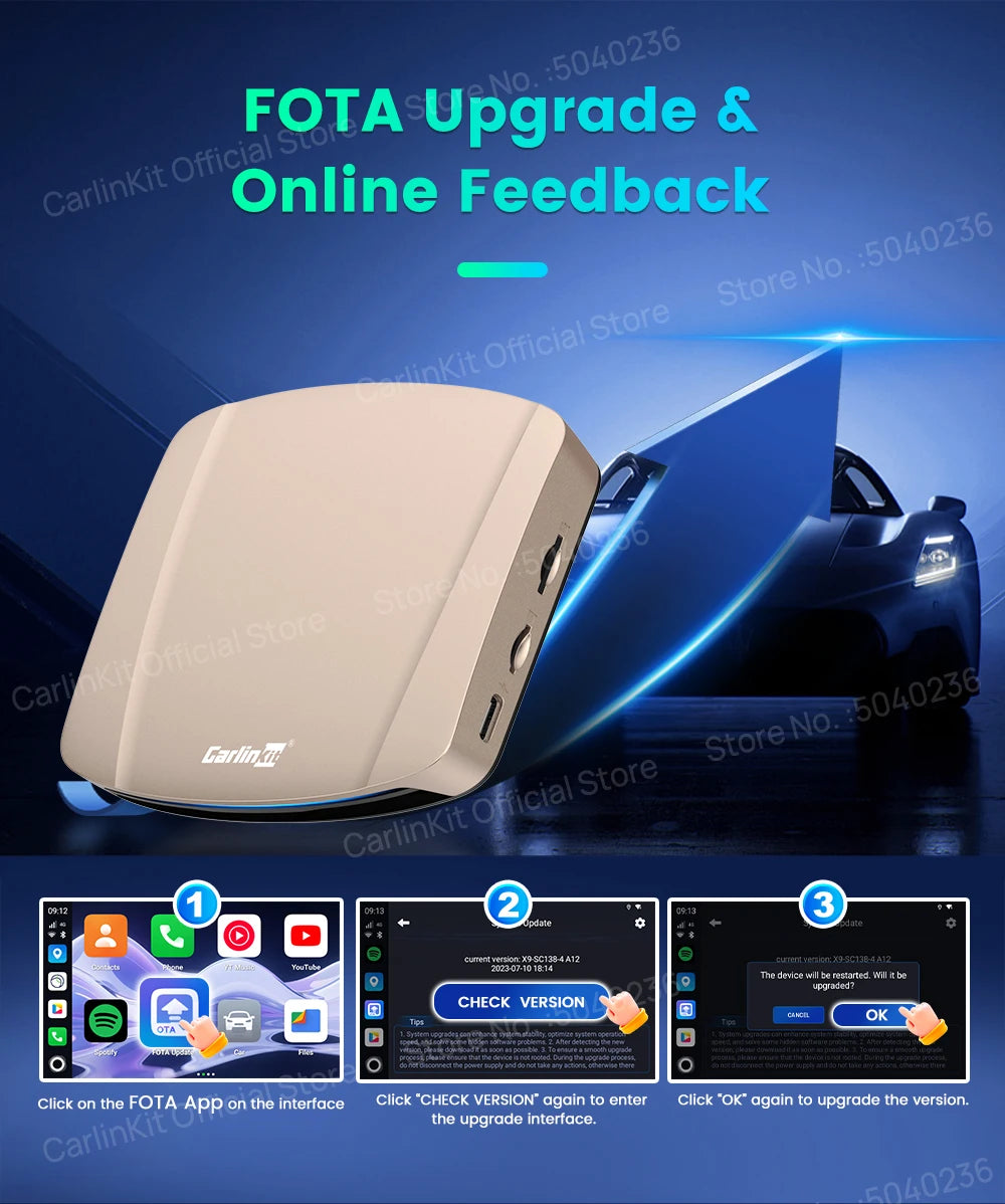 CarlinKit 8G+256G /128G Android 15 Ultra CarPlay TV Box For Netflix IPTV GPS Wireless CarPlay &Android Auto Smart Car Video Box