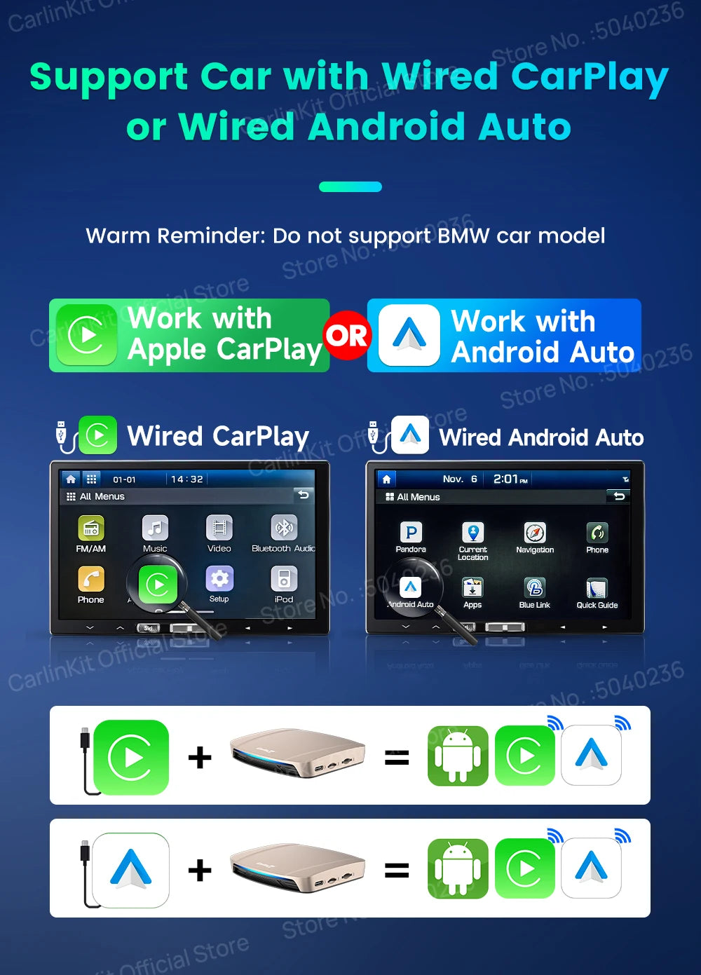 CarlinKit 8G+256G /128G Android 15 Ultra CarPlay TV Box For Netflix IPTV GPS Wireless CarPlay &Android Auto Smart Car Video Box