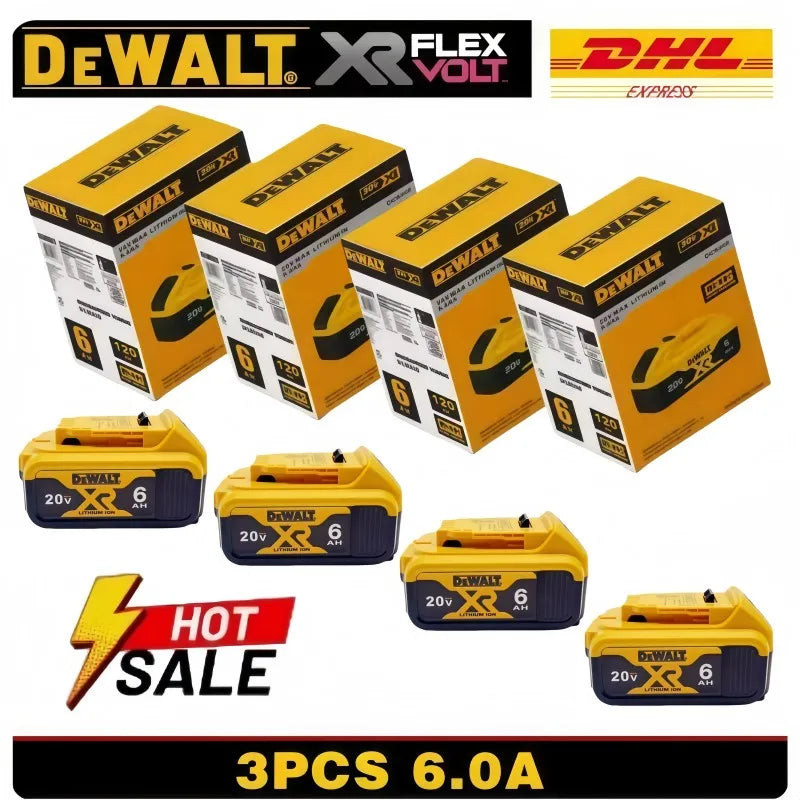 100% Original 20V 6.0Ah MAX Battery Power Tool Replacement for DeWalt DCB184 DCB181 DCB182 DCB200 20V  6A 18Volt 20v Battery.