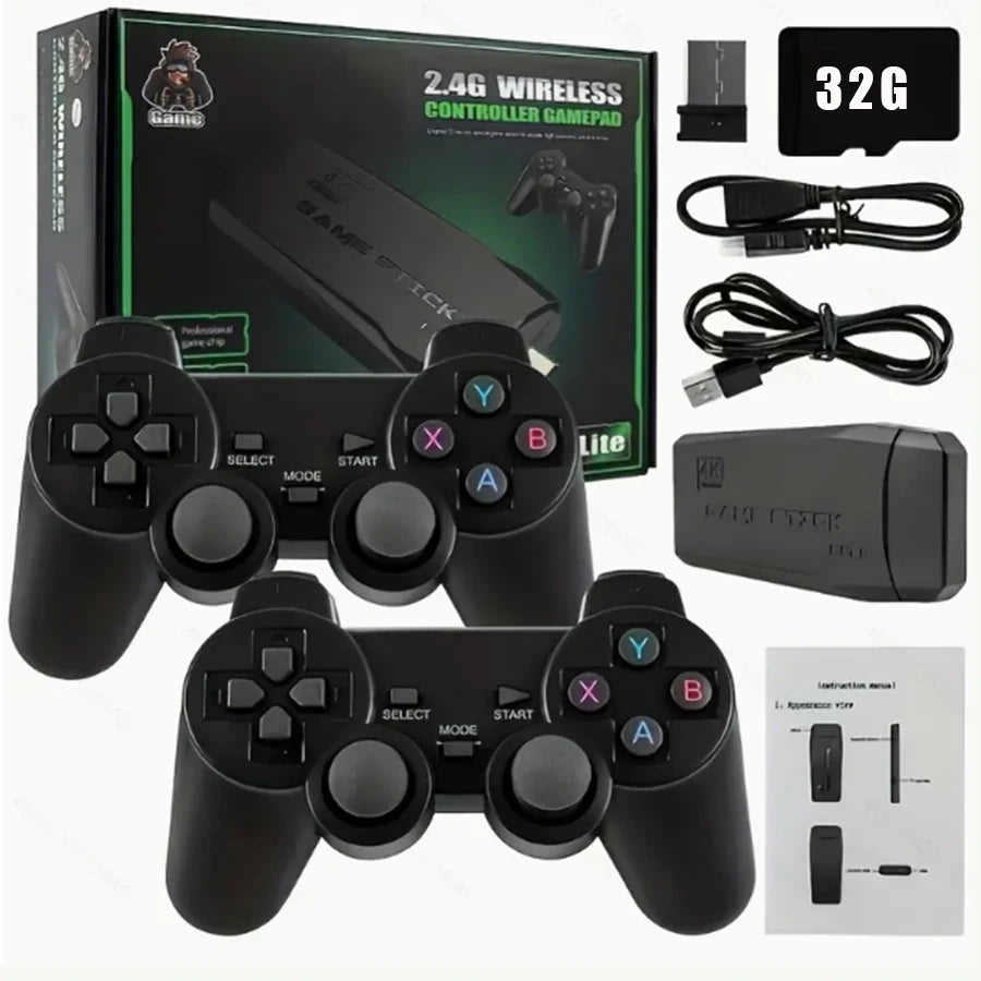 Basix 2.4G Dual Wireless Video Game Stick Joystick Console Gaming Stick 4K 20000+ Gaming 64GB Retro Gaming Thanksgiving Gift