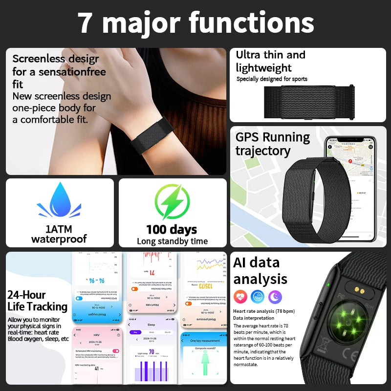 LIGE New GPS Sports Smart Bracelet Men AI Healthy Blood Pressure Fitness Tracker Pedometer Call Reminder Smartwatch Band Women