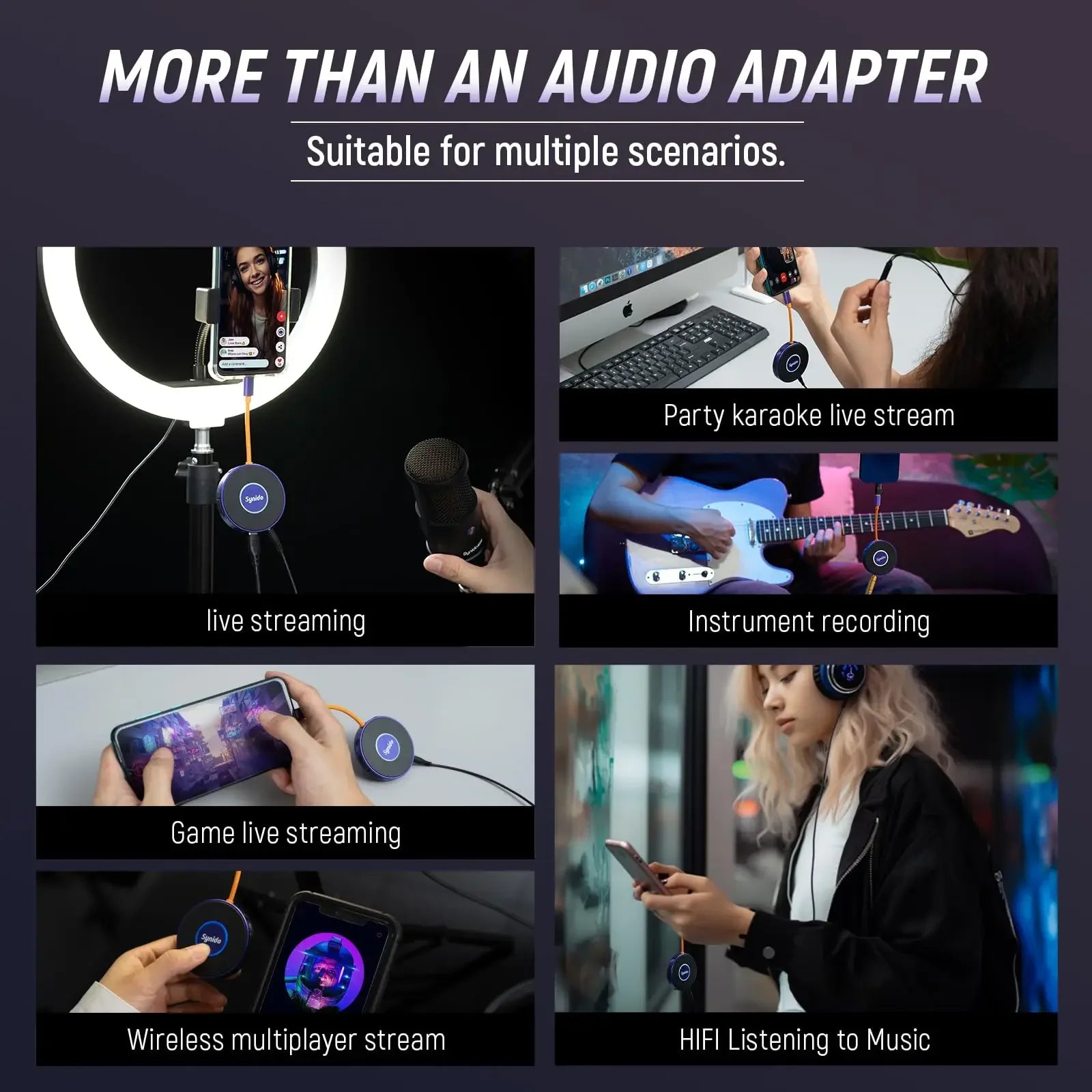 Synido Live Dock A10/A20 Audio Adapter with USB-C Music Recording Portable Audio Interface for iPhone Android Phones PC computer