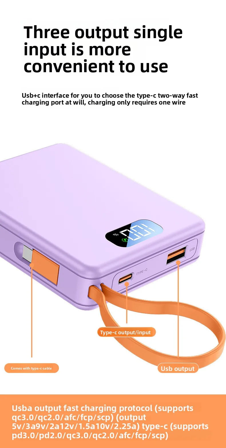 4*18650 Power Bank Cases 10W Battery Holder Portable 22.5W Type C Fast Charging Shell for iPhone Xiaomi With Charging Cable