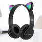 Over-Ear Headsets Cute Sports Headphones Wireless Headphones Cat Ear Bluetooth-Compatible Helmets Stereo Bass for Kids and Adult