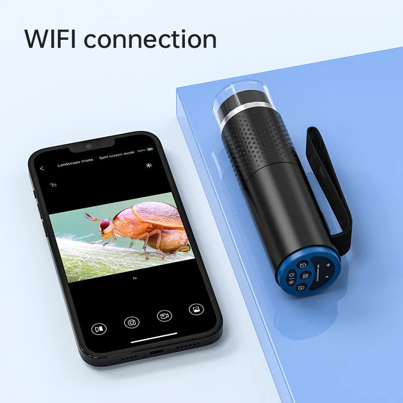50X-1000X WiFi Digital Electronic Microscope Portable 200W Pixel Typc-C Charging LED Adjustable For Android IOS PC Magnifier