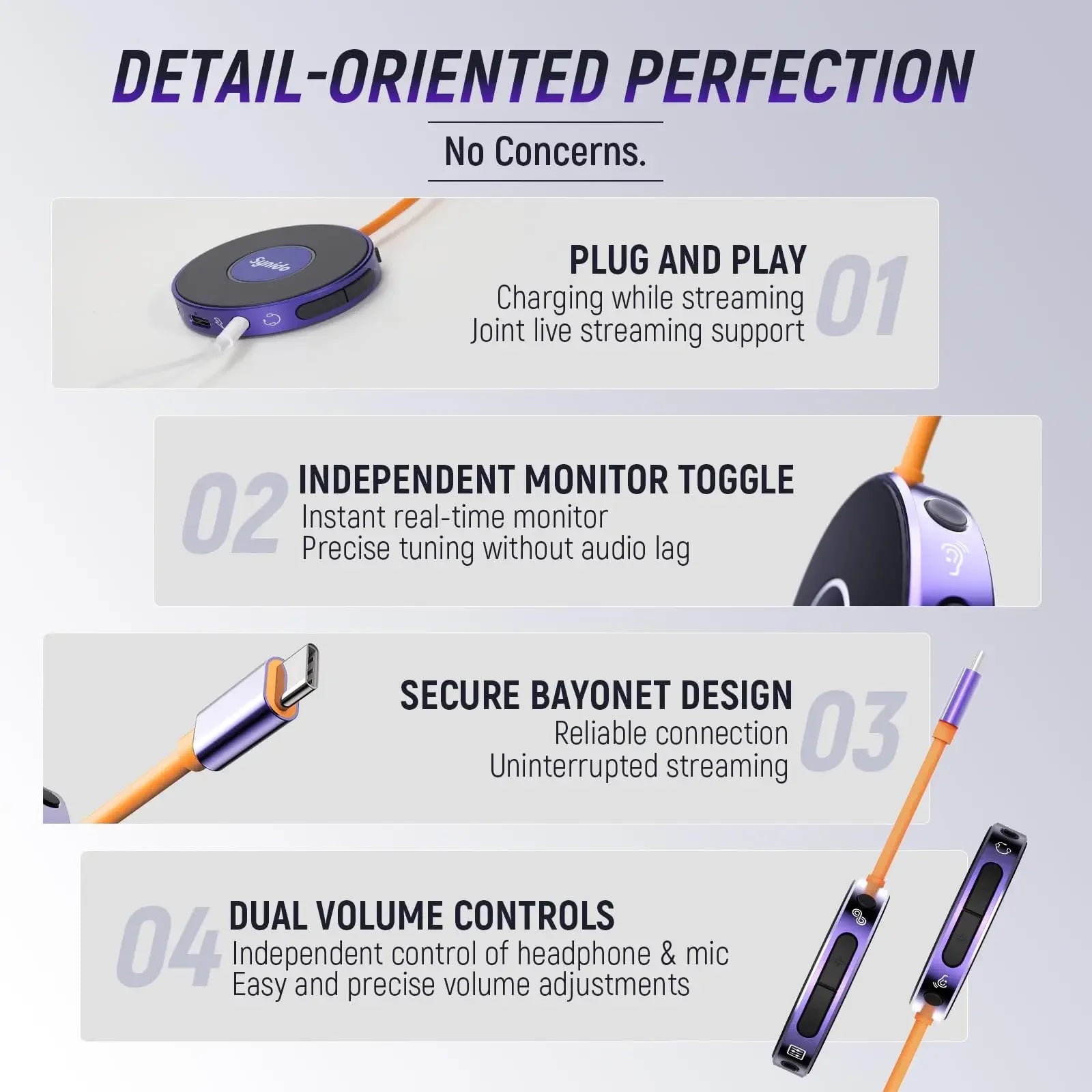 Synido Live Dock A10/A20 Audio Adapter with USB-C Music Recording Portable Audio Interface for iPhone Android Phones PC computer