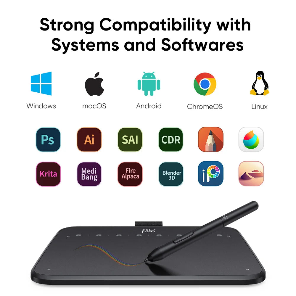 XPPen Deco 640 Graphics Tablet 16K Pressure Levels 16x9cm Drawing Area with 8 Keys 60 Tilt for OSU Game Android Windows Mac