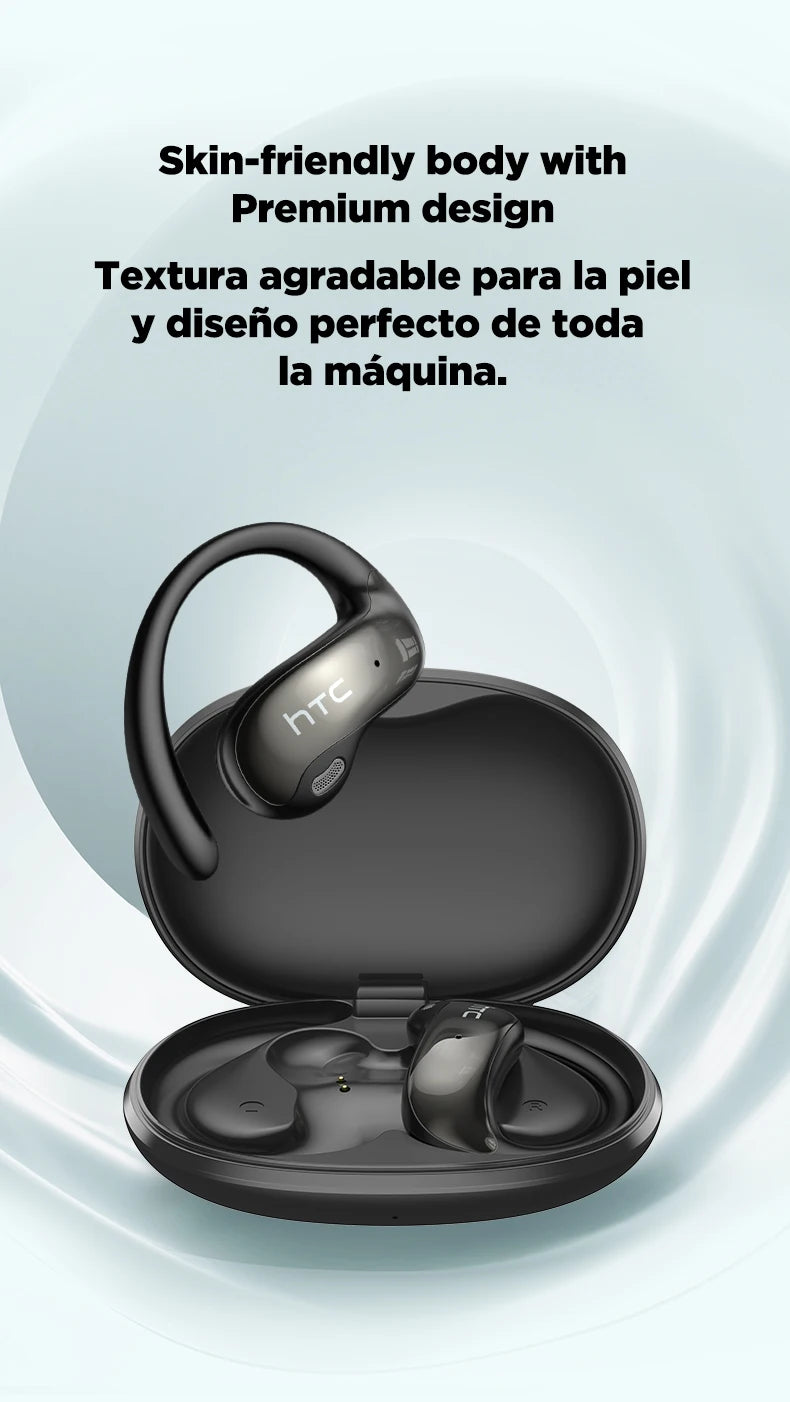 HTC NE19 Bluetooth Earphones AI OWS Sports Wireless Headphones with Mic Powerful Bass AI Translator Earbuds Waterproof Long Life