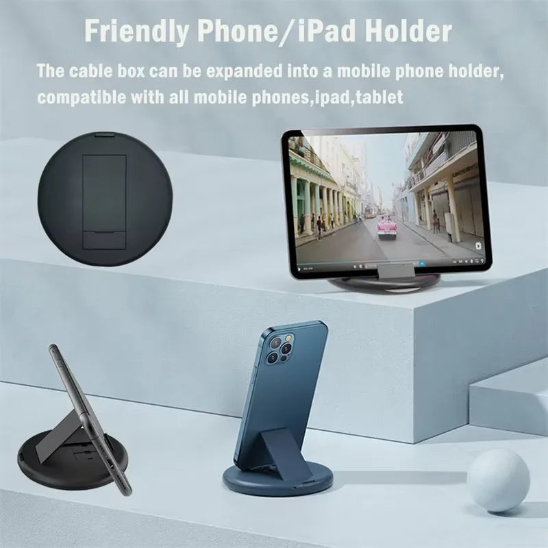 Portable Multi-functional Data Cable Storage Box, 60W Fast Charging Mobile Phone Holder, Charging Cable Set, Multi Head Adapter